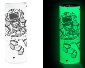 20oz sublimation white to green glow in the dark skinny tumblers